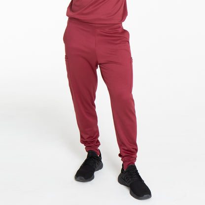 Front view men's krypton cargo jogger in burgundy